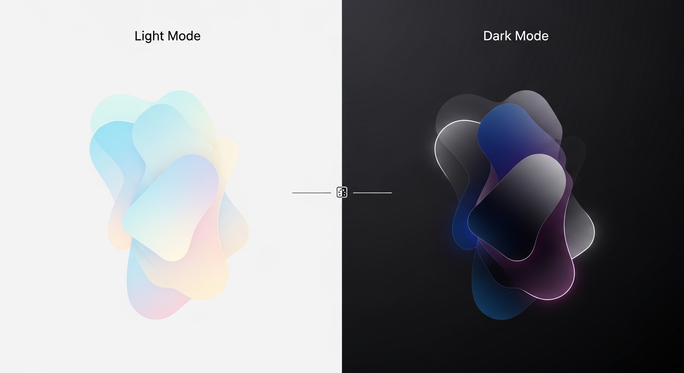 Perbandingan wallpaper mode terang dan gelap secara berdampingan