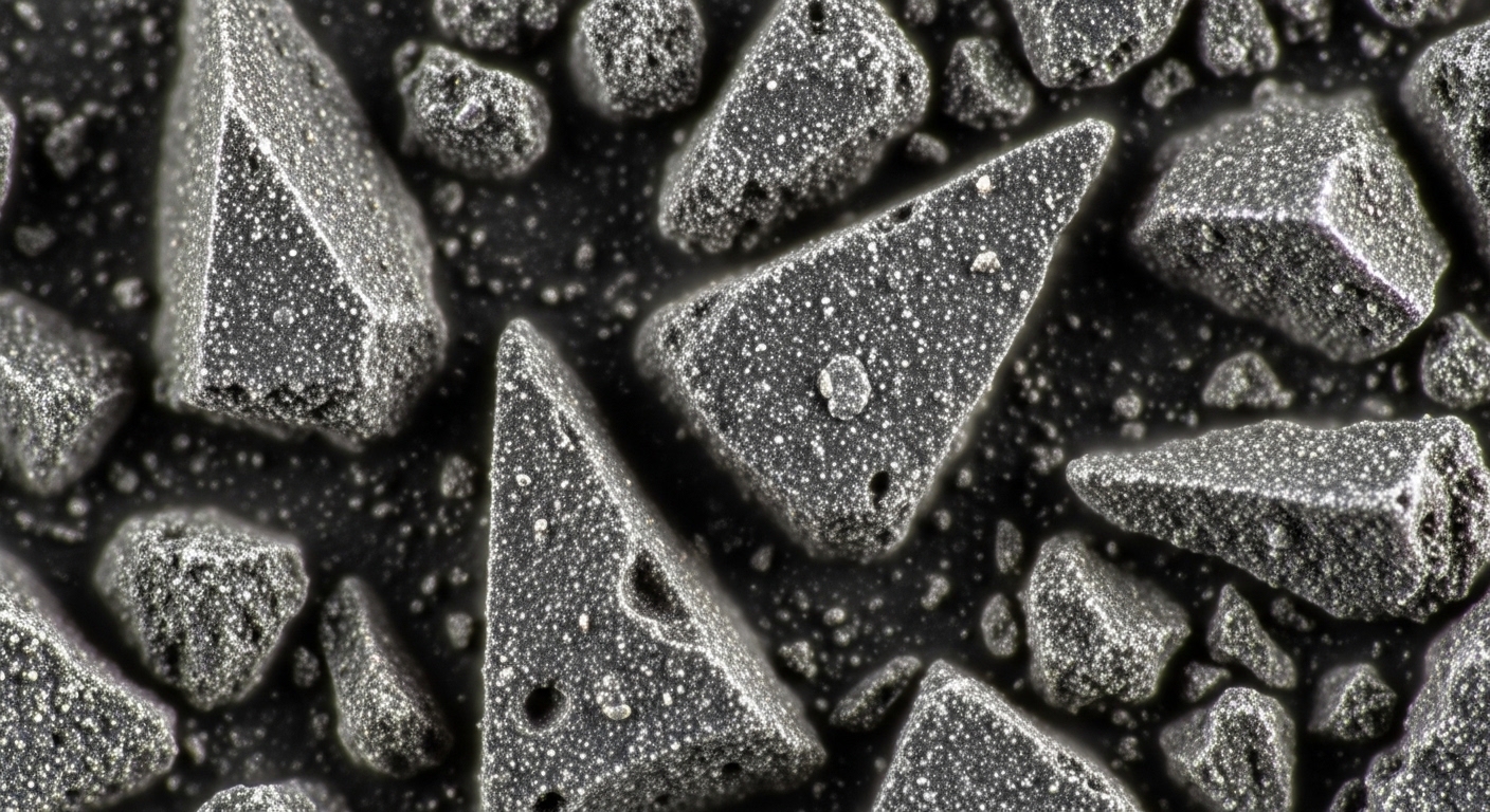Particules de régolithe lunaire vues en gros plan