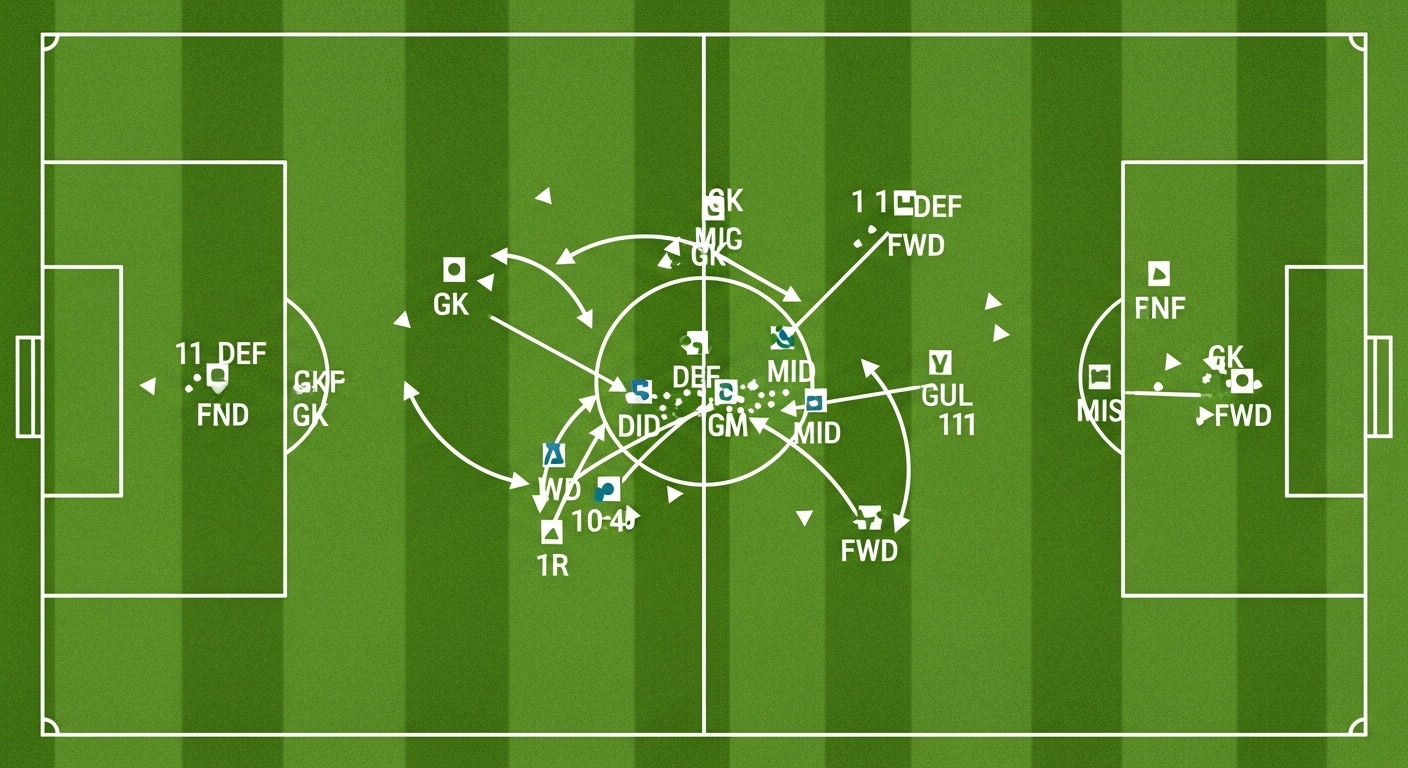 Overhead tactical diagram of soccer formation