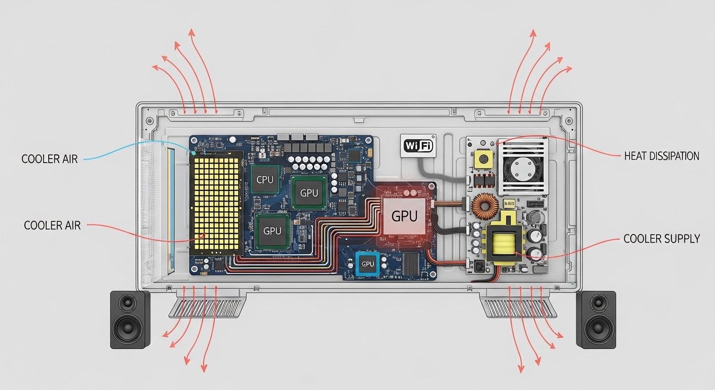 Diagrama de fluxo de calor interno de uma Smart TV