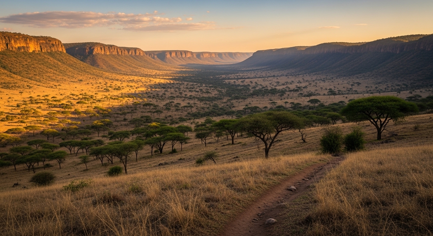 Valle del Rift en África Oriental con escarpes geológicos