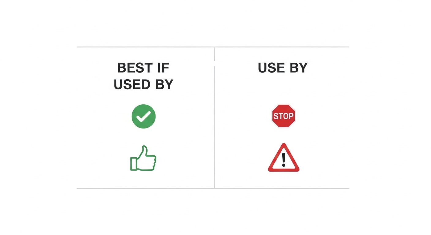 Diagram comparing Best If Used By and Use By label categories