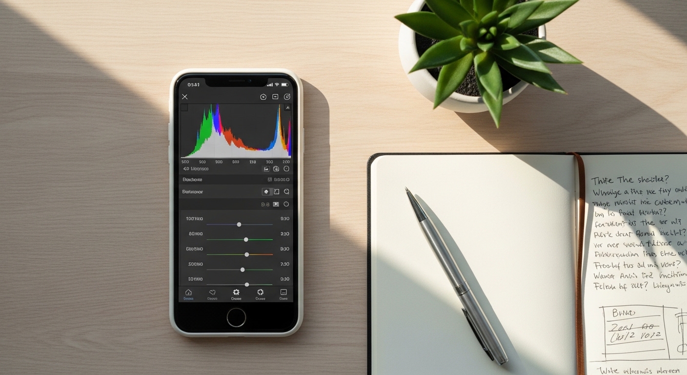 Chỉnh sửa ảnh trên điện thoại với histogram hiển thị