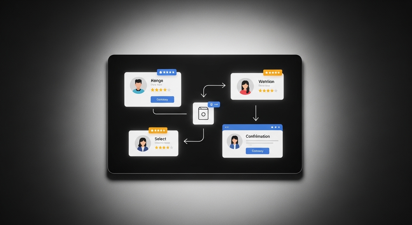 Digital platform showing ratings and transaction flow