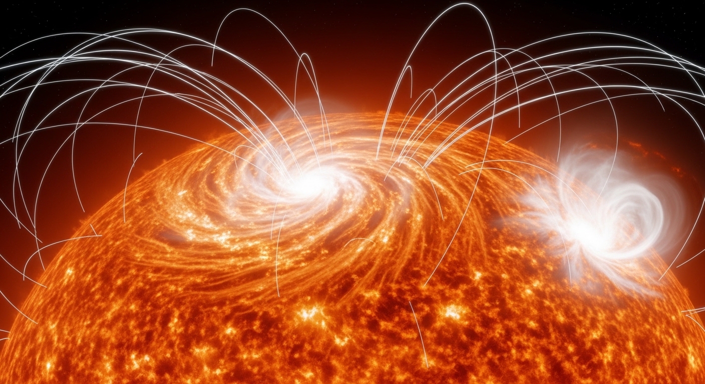 Close-up of solar plasma surface activity