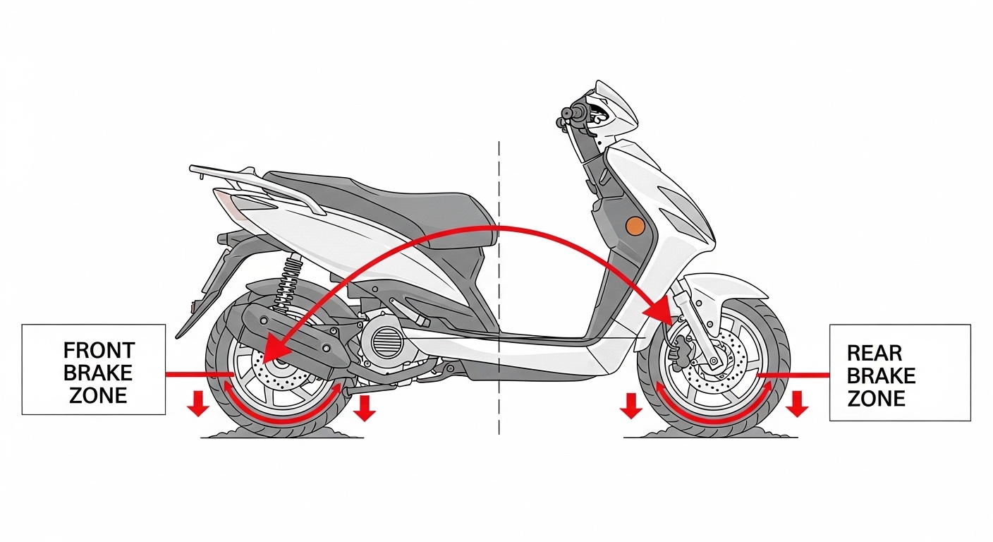 Diagram distribusi gaya pengereman motor matic