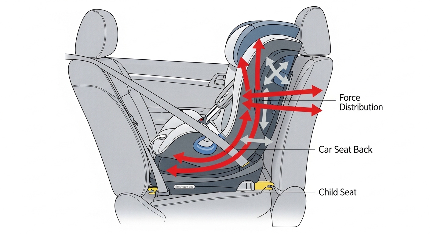 Sơ đồ ghế ngược chiều phân tán lực va chạm