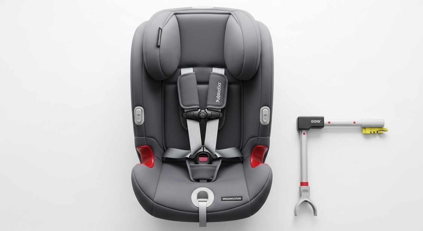 Nhìn từ trên xuống ghế trẻ em với hệ thống dây đai