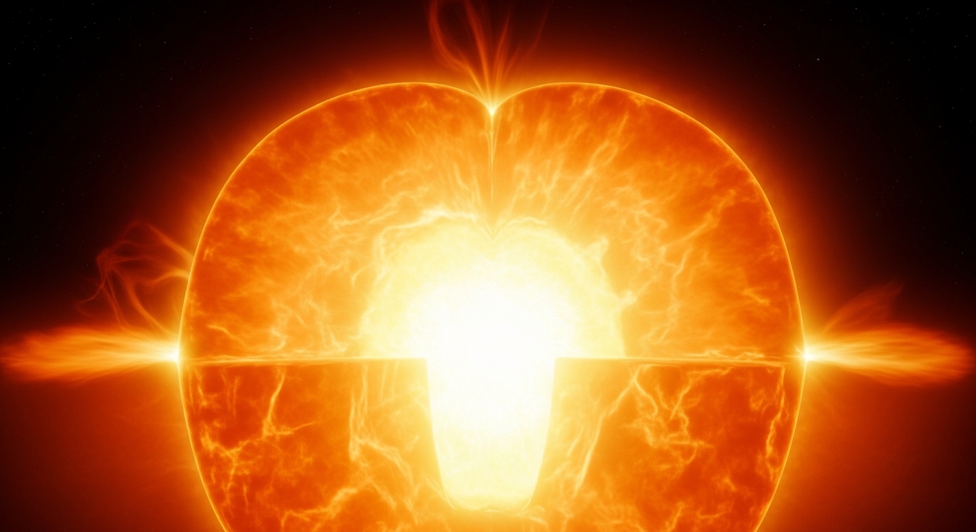Cross-section diagram of a star's fusion core