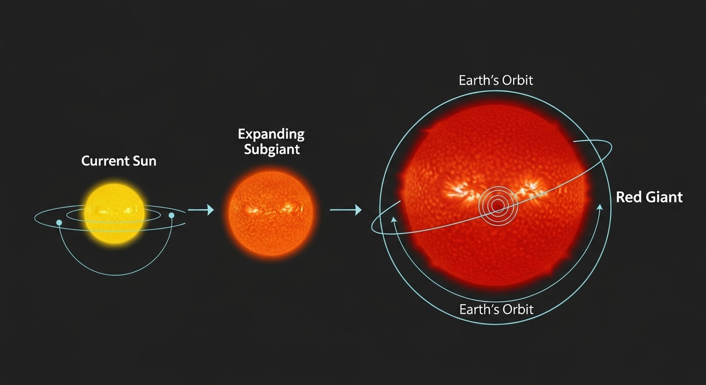 Diagram comparing Sun's current size to red giant