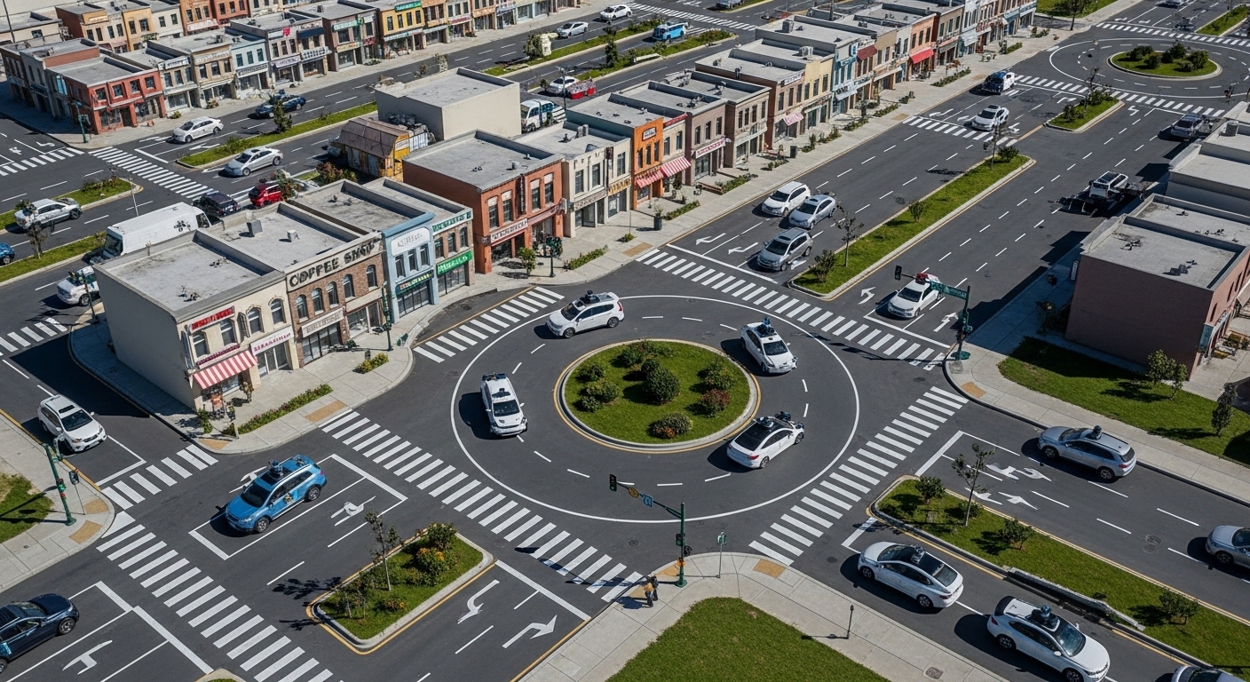Vue aérienne centre de test conduite autonome