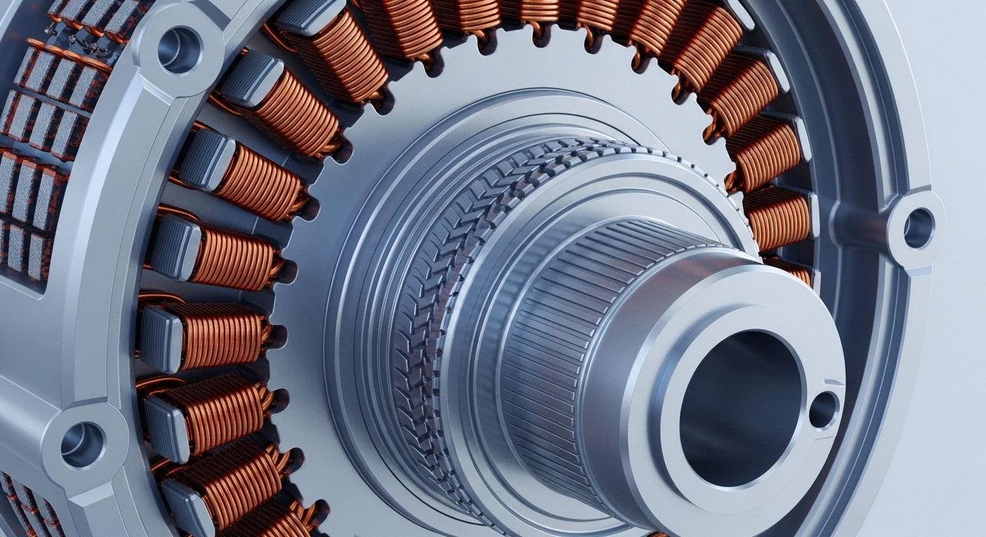 Close-up of electric motor internal components