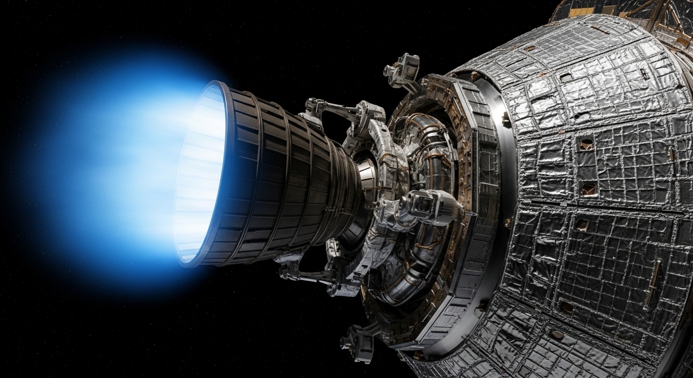 Moteur de sonde spatiale en phase de freinage