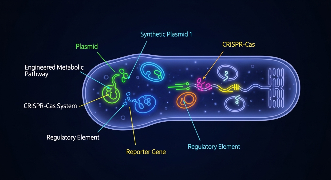 Diagram of synthetic bacterial genome components