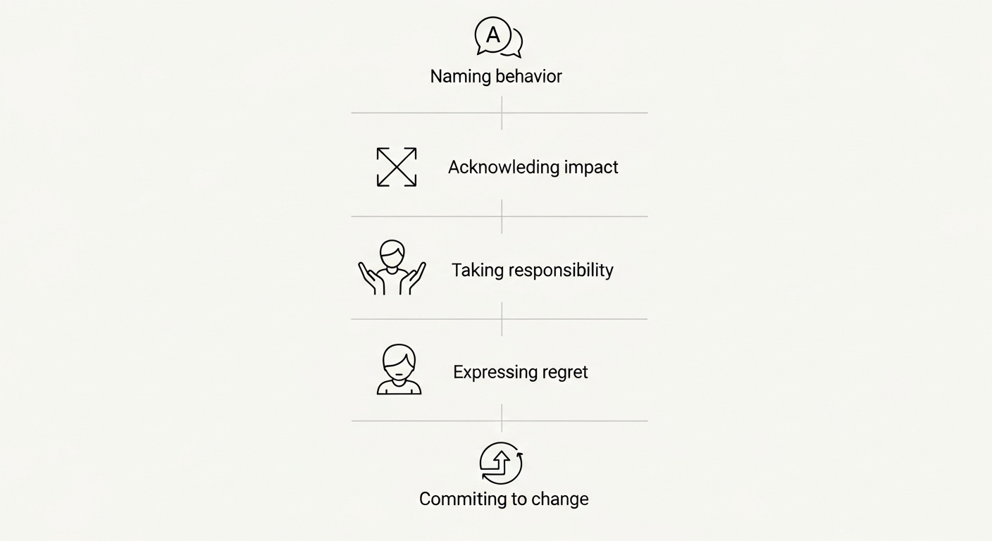 Five-step apology process flowchart