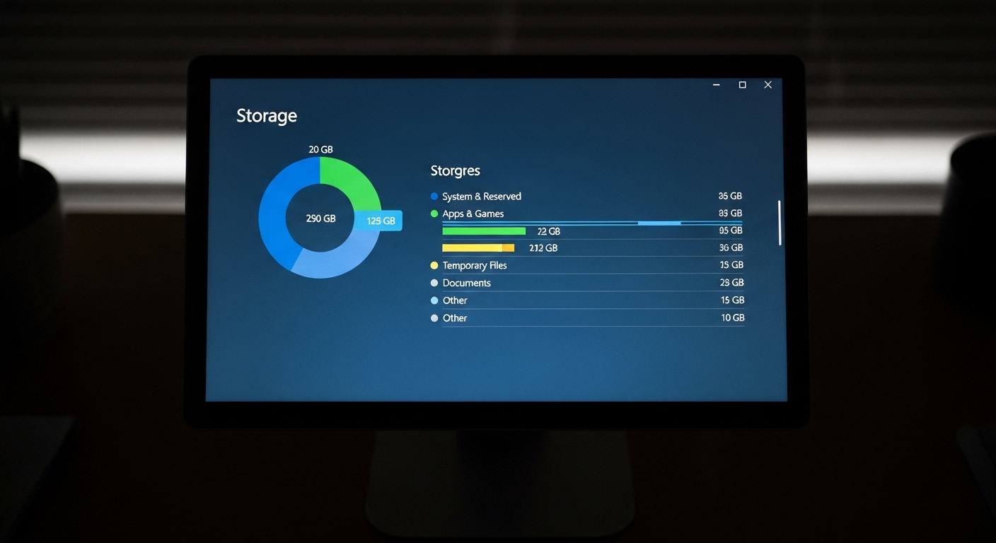 Paramètres de stockage Windows avec répartition par catégorie