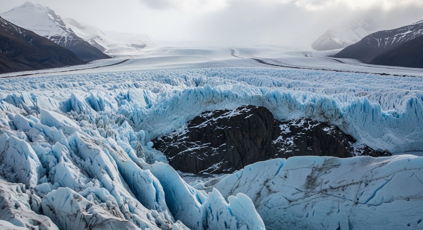 Ancient glacier landscape during ice age