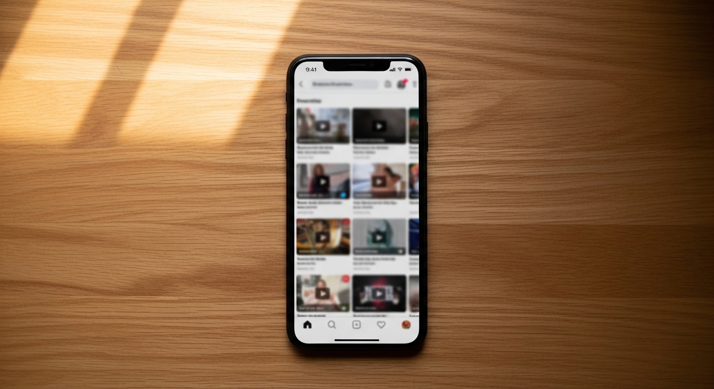 Smartphone com feed de vídeos em redes sociais