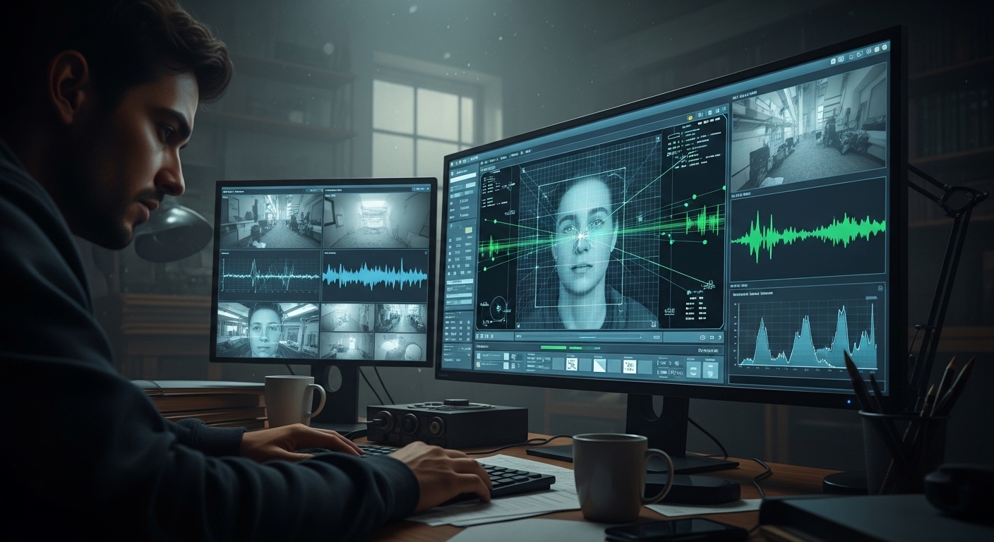 Pessoa analisando vídeo em busca de deepfake