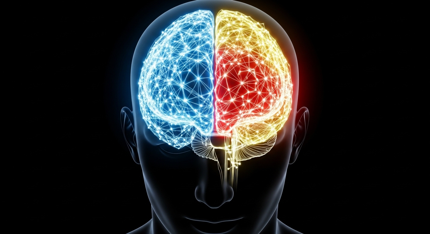Overhead diagram of brain regions involved in memory