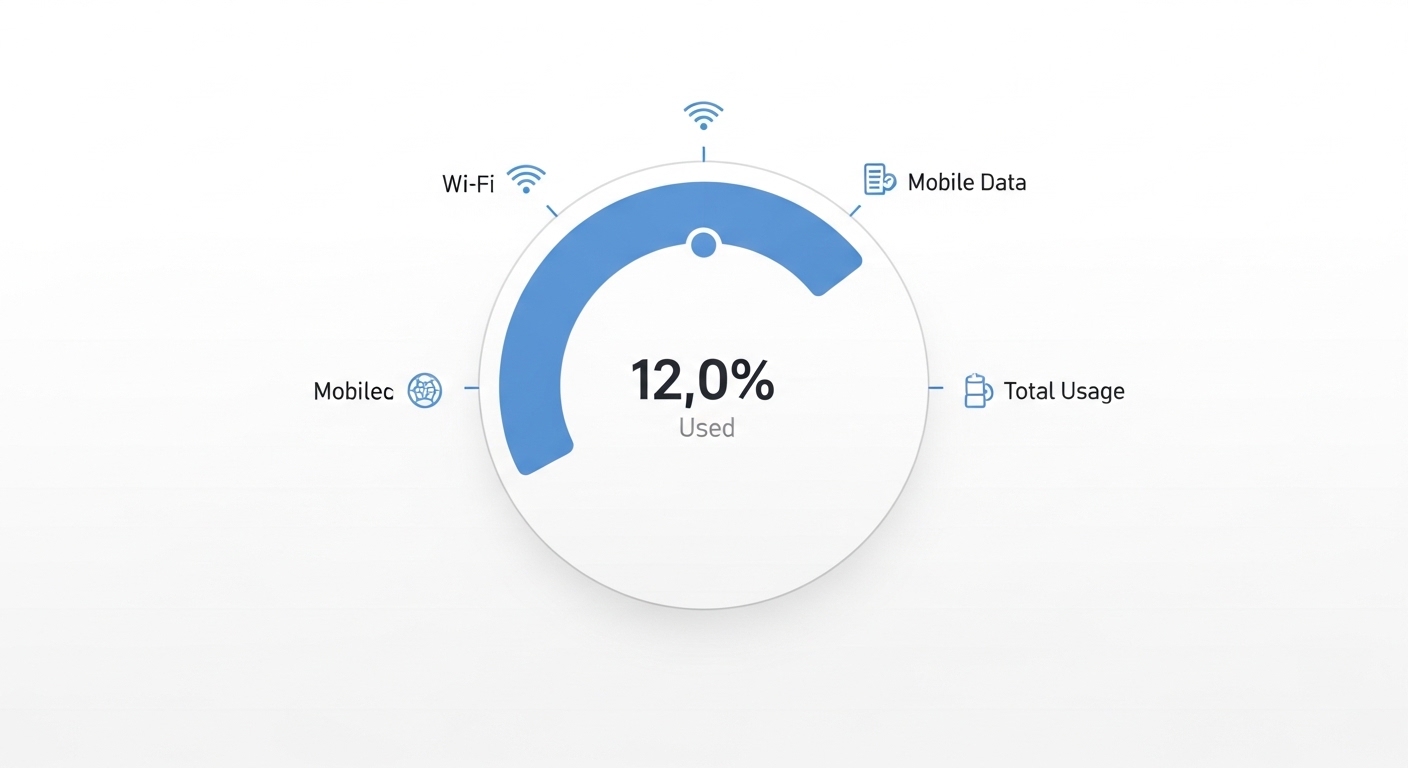 Smartphone data usage meter diagram