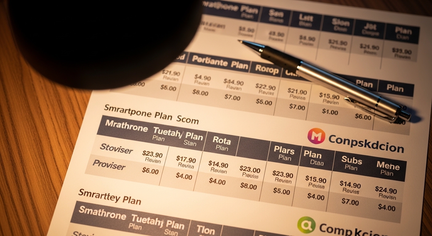 Smartphone plan comparison document close-up