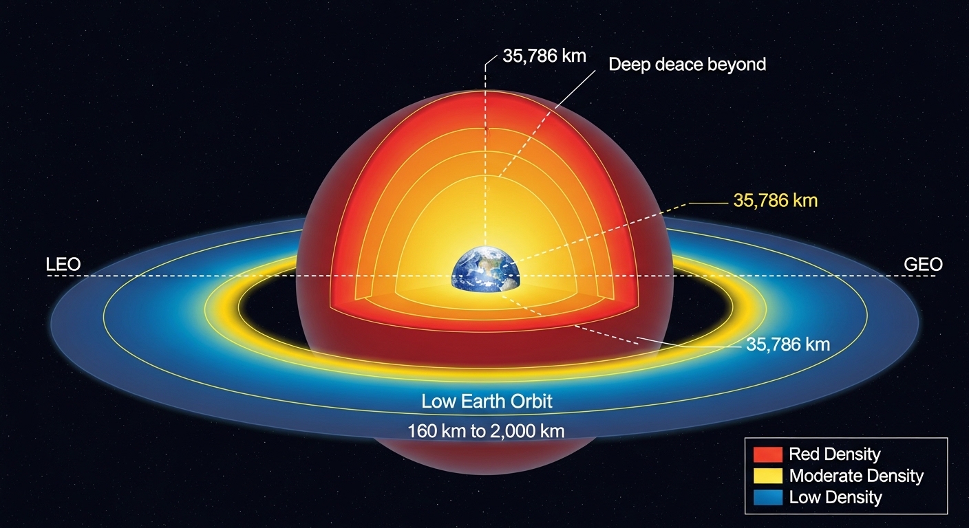 Diagrama de densidade de detritos por altitude orbital