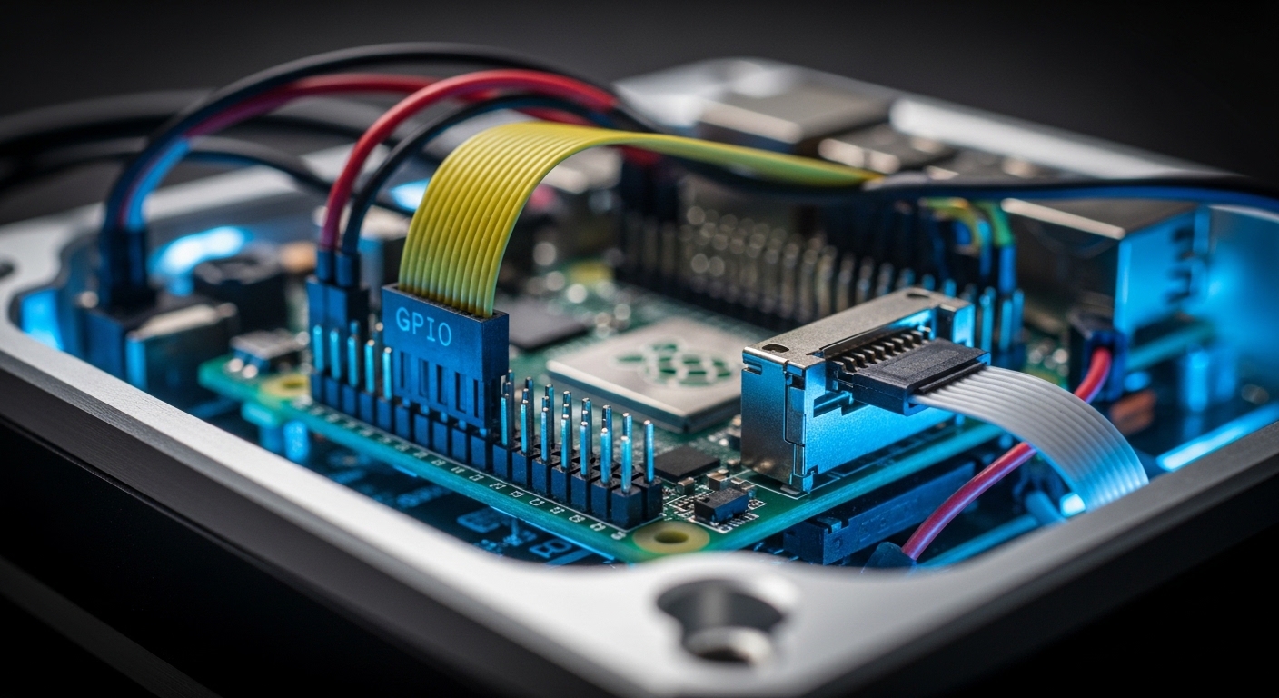 Raspberry Pi terpasang di dalam casing cyberdeck