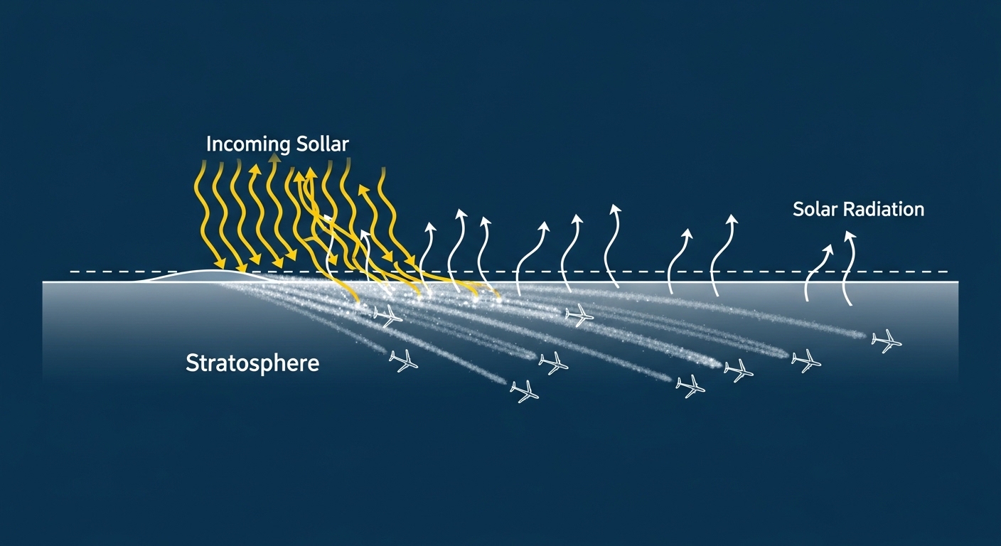 Diagram of stratospheric aerosol injection process