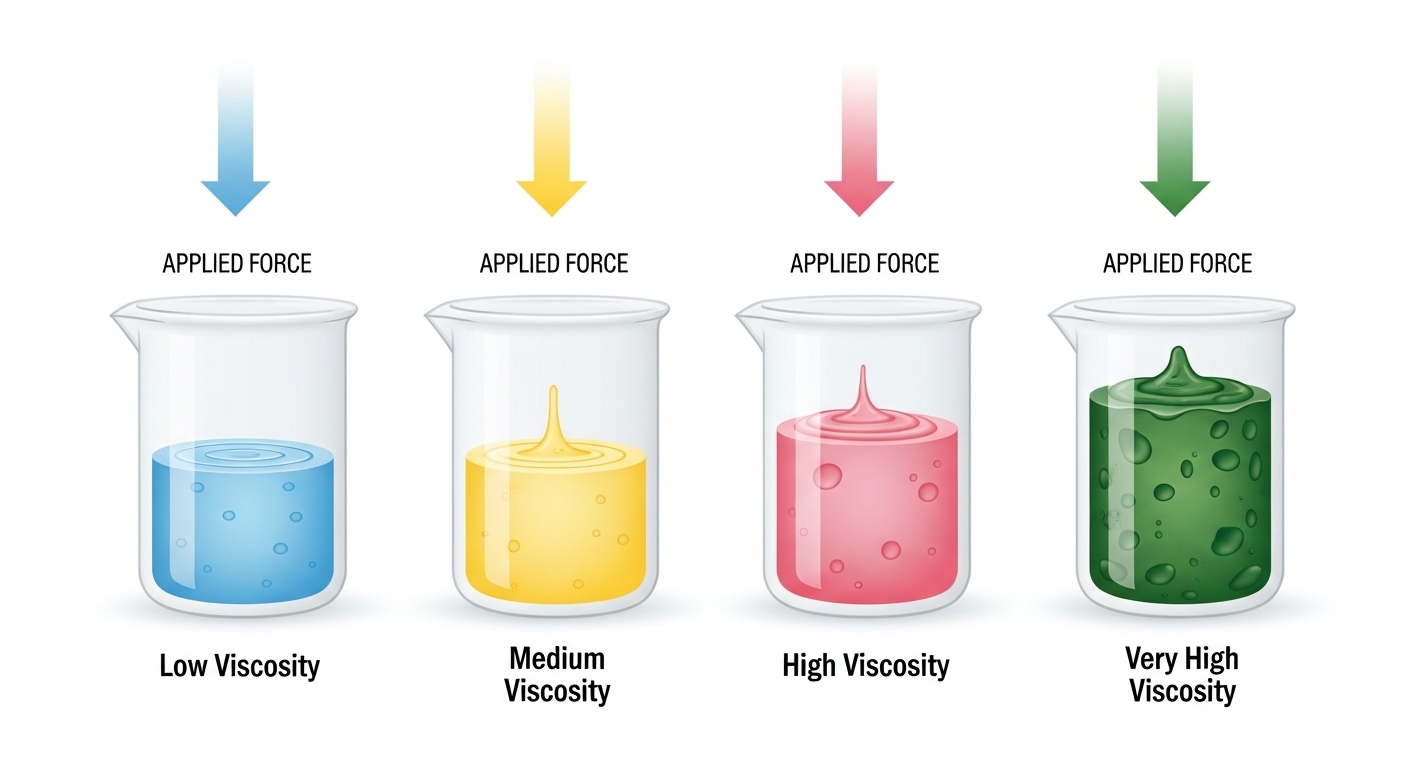 Diagram of non-Newtonian fluid types and viscosity