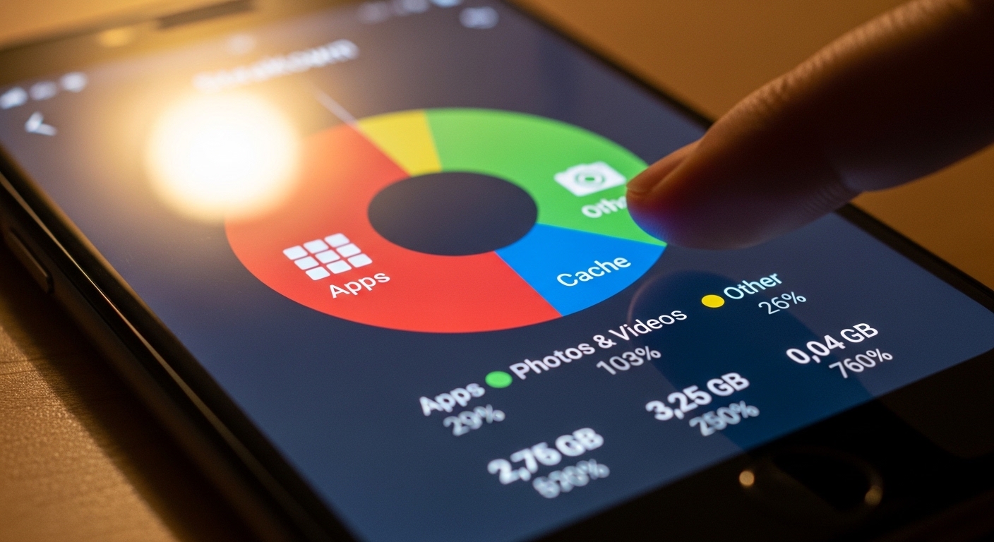 Smartphone screen showing detailed storage usage breakdown