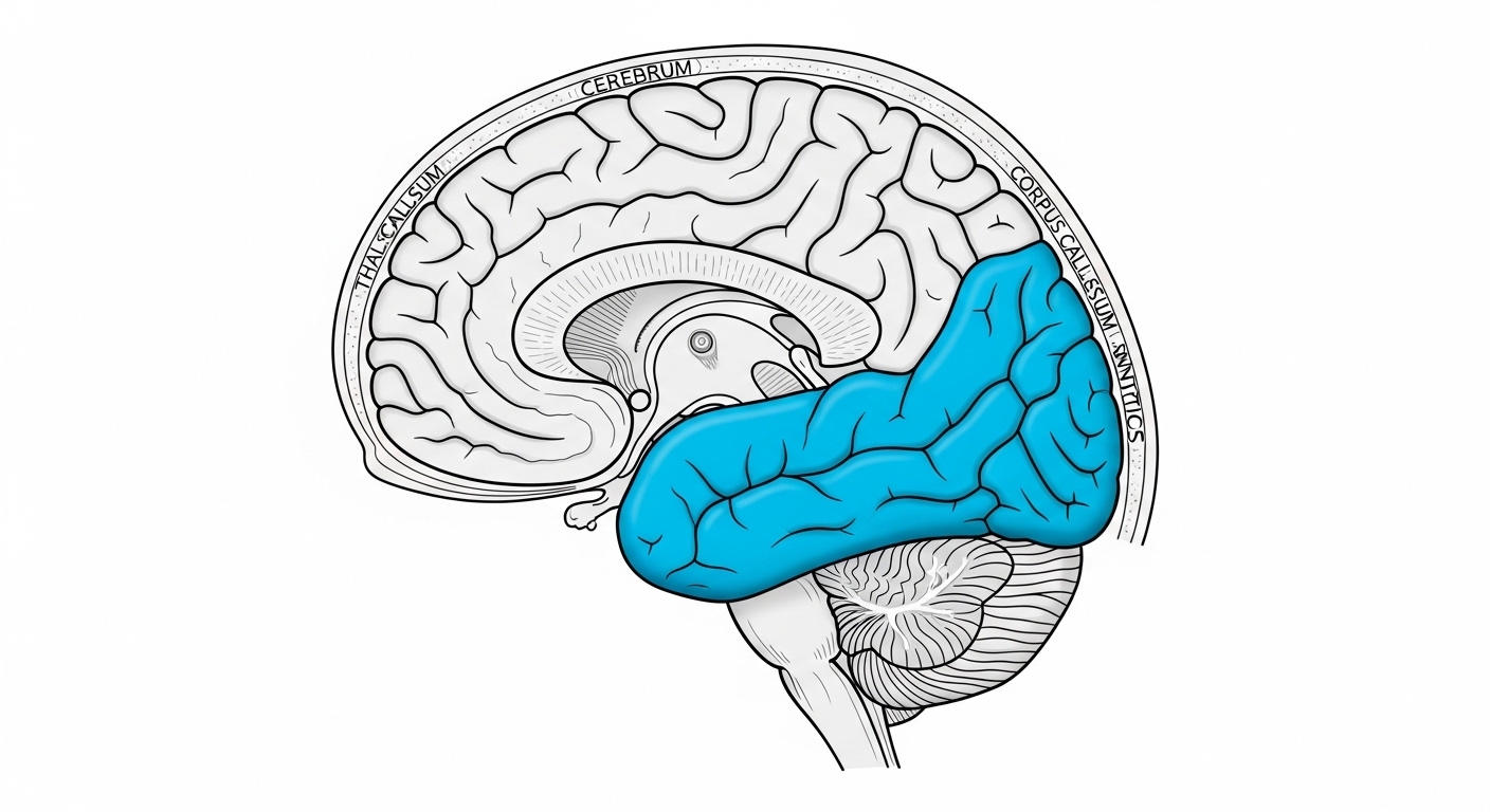 Schéma du cerveau avec cervelet mis en évidence