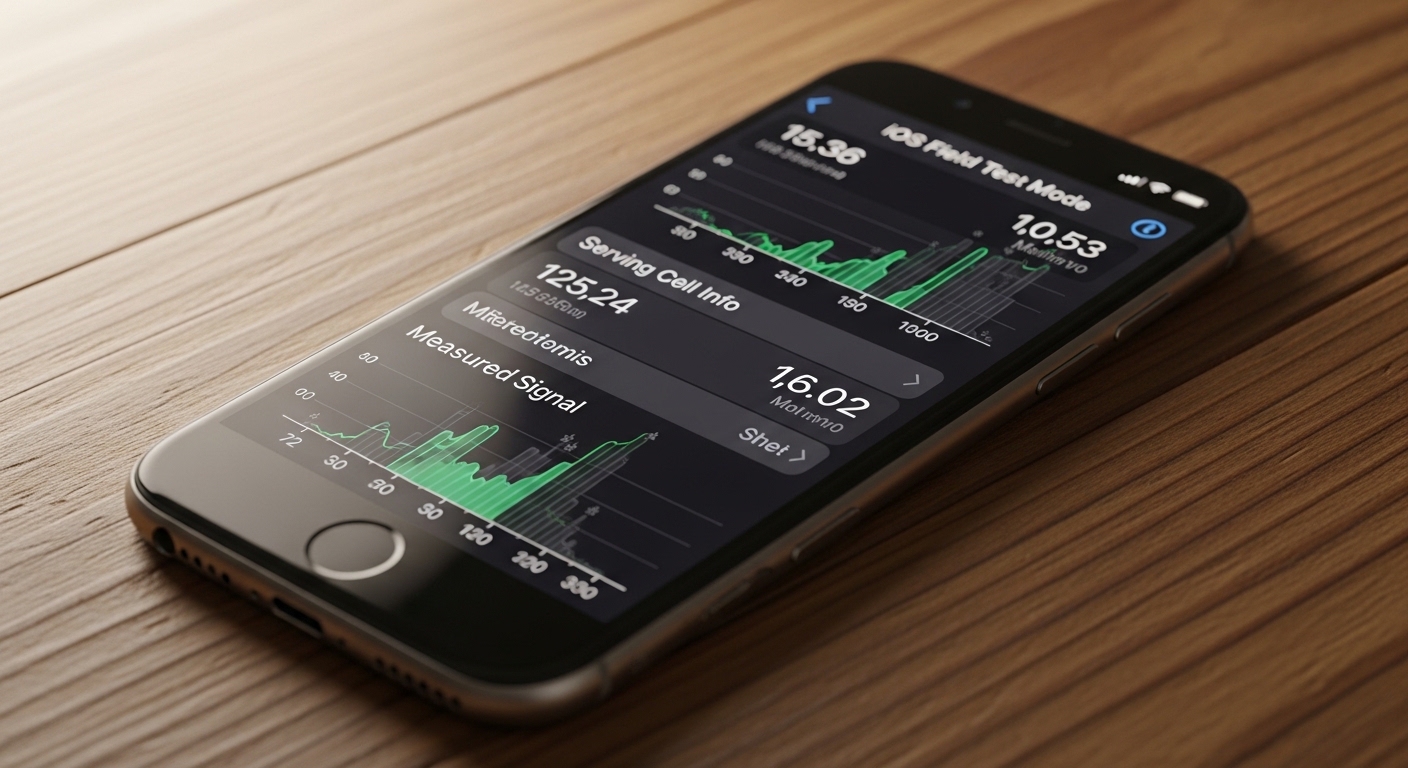 iPhone displaying Field Test Mode signal data
