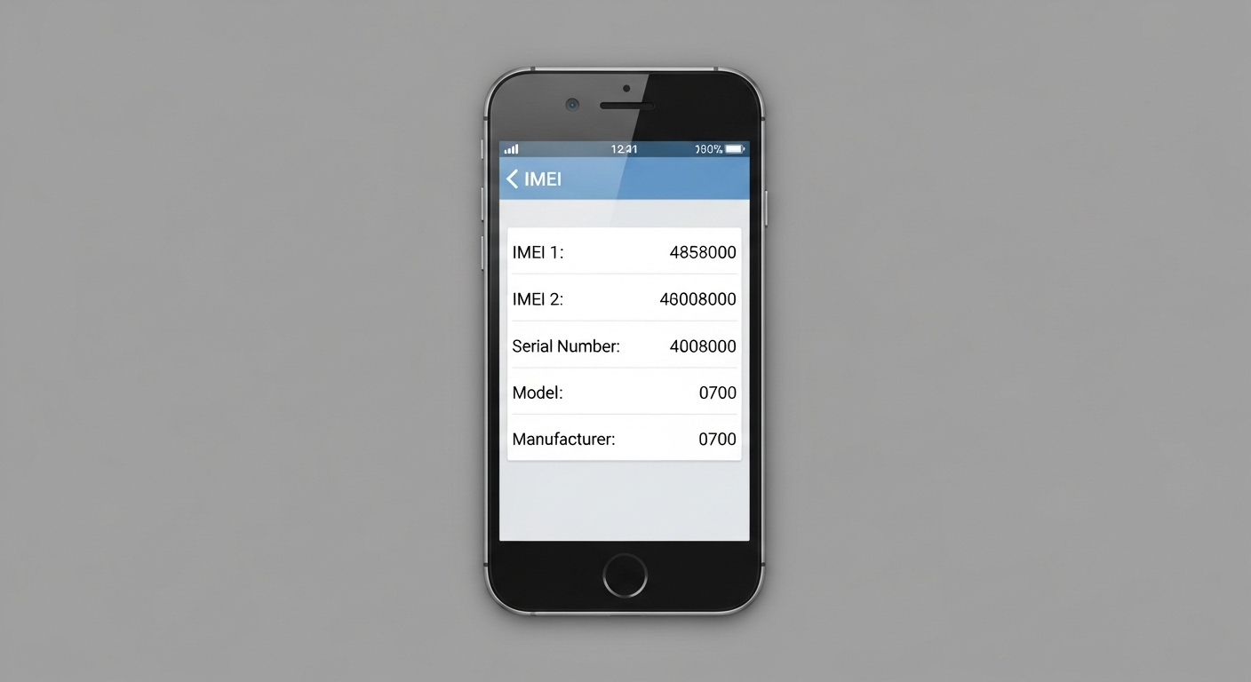 Smartphone screen showing IMEI information panel