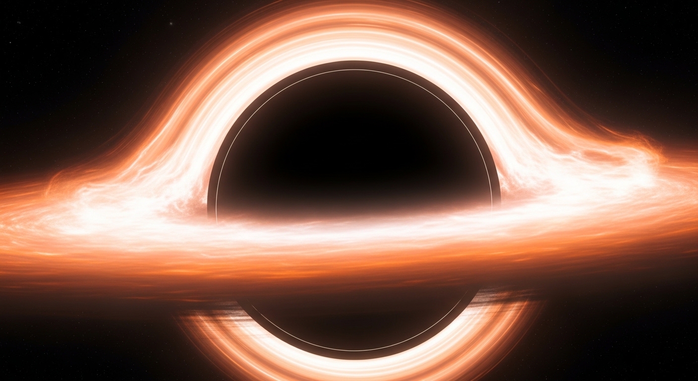 Black hole with glowing accretion disk and dark event horizon