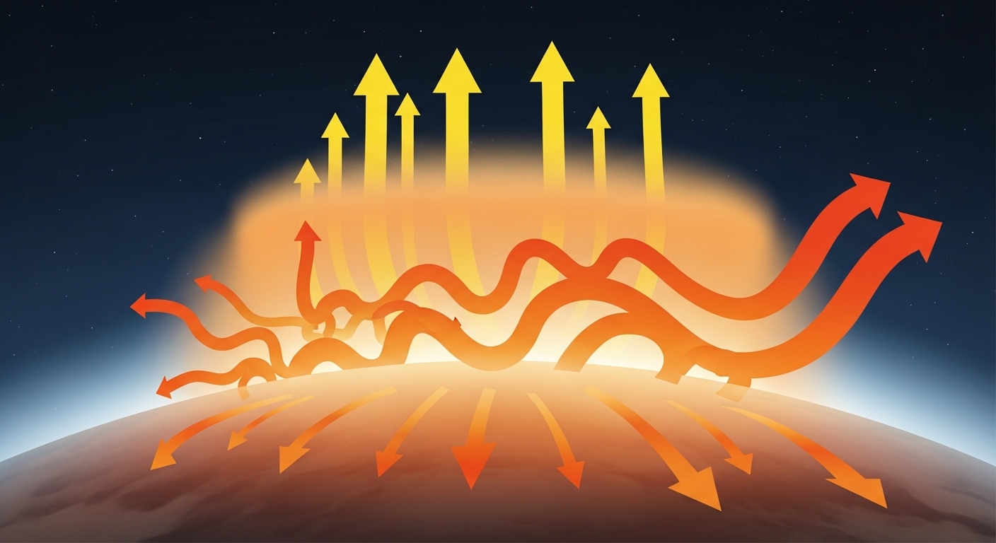 Diagram of greenhouse effect trapping heat on Venus