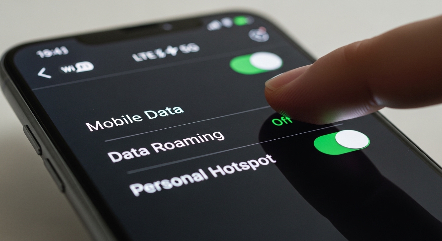 Close-up of hotspot toggle on smartphone screen