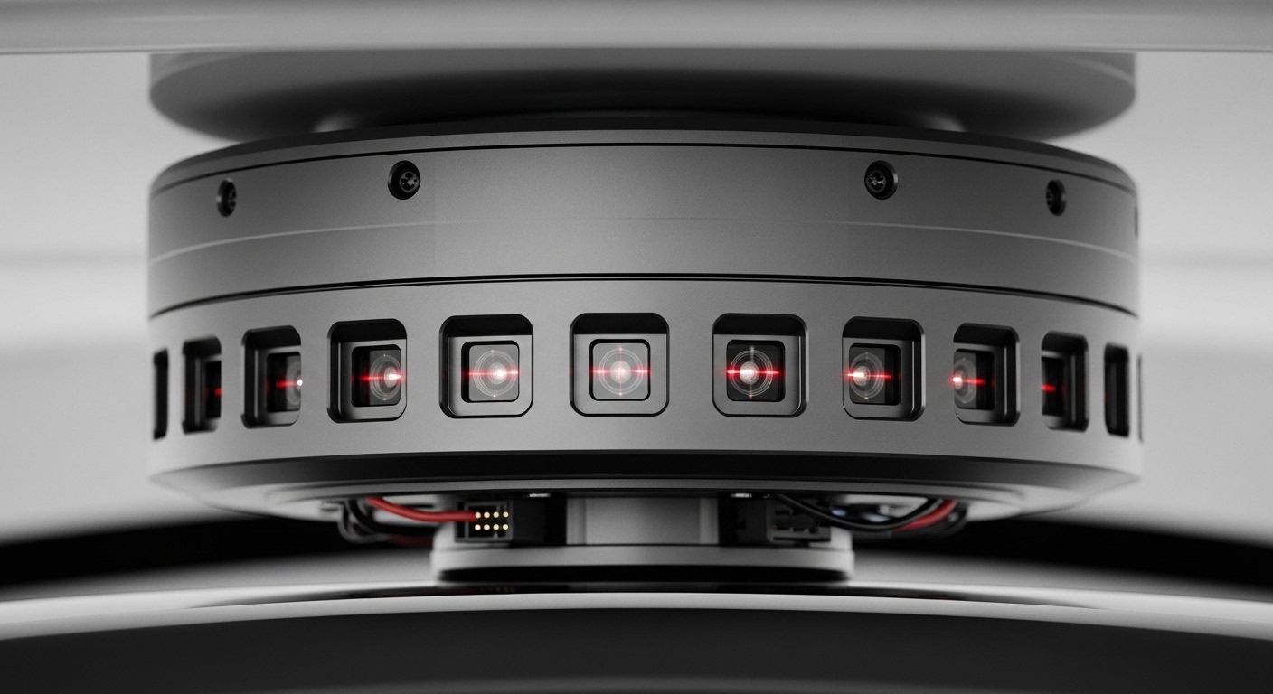 Cảm biến LiDAR gắn trên nóc xe tự lái