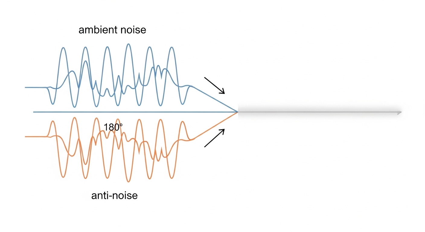 Diagram showing sound wave destructive interference
