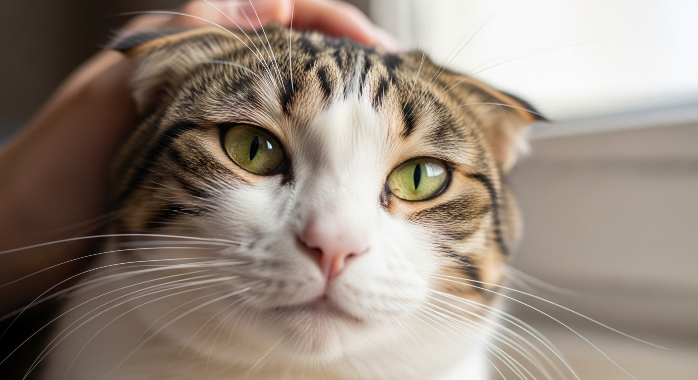 cat showing dilated pupils and flattened ears warning signs