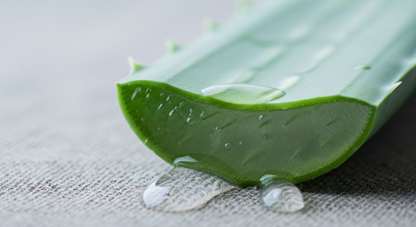 Aloe vera leaf cross-section showing clear inner gel