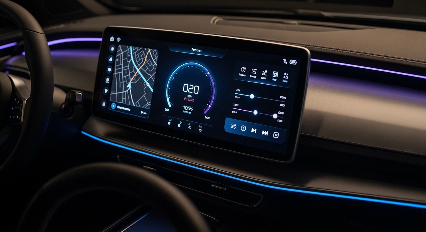 Digitales Fahrzeug-Cockpit mit Software-Interface