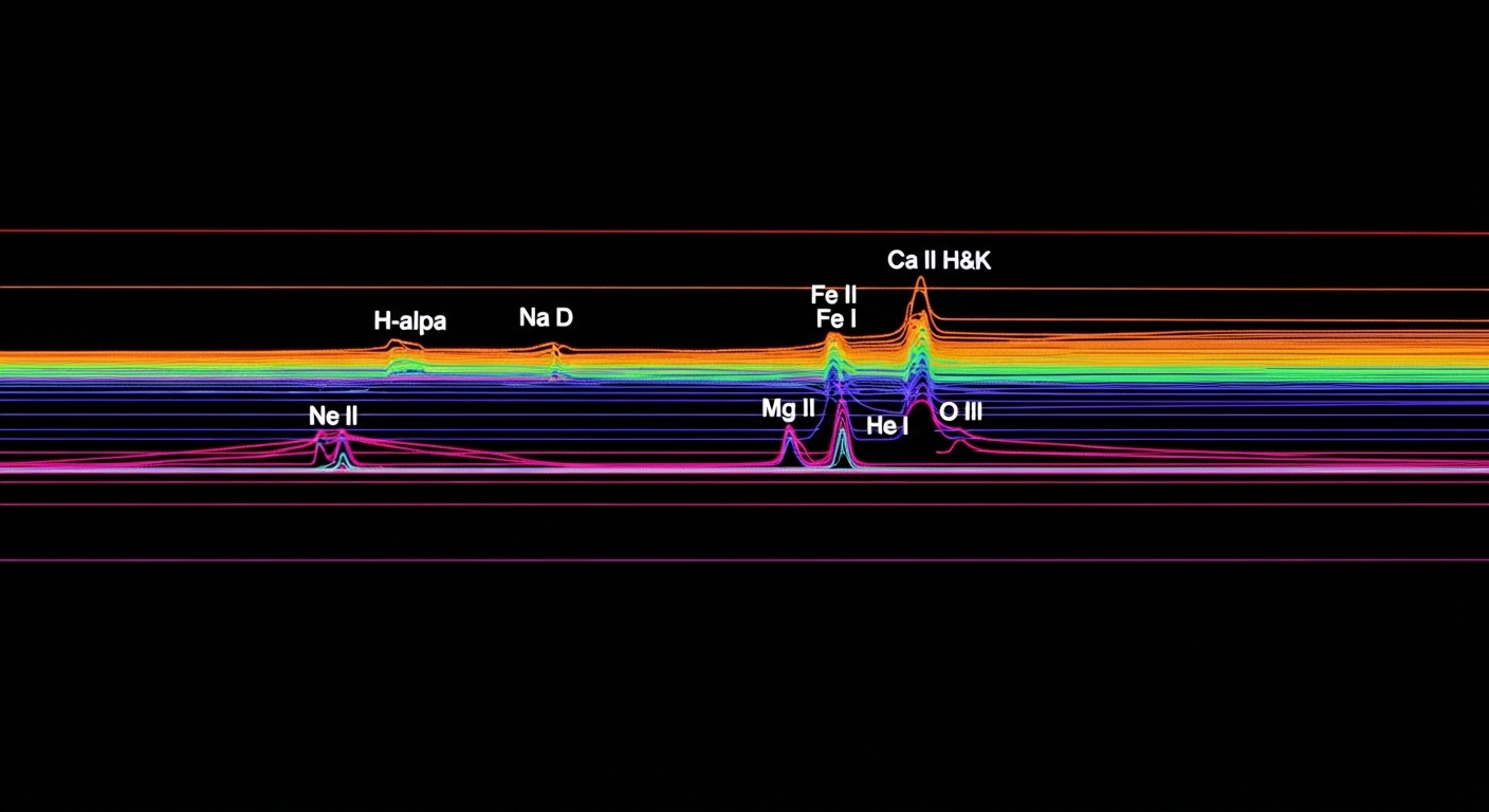 Spectrograph showing atmospheric gas absorption lines