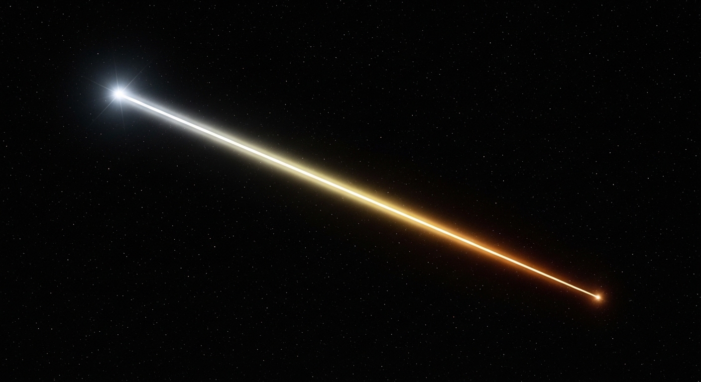 Close-up of a single bright meteor streak in night sky