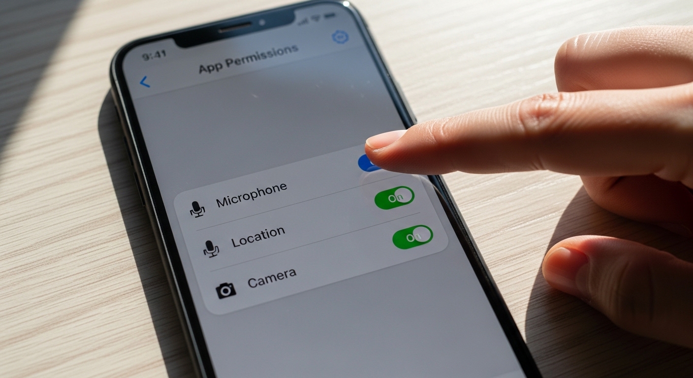 Smartphone app permission settings screen