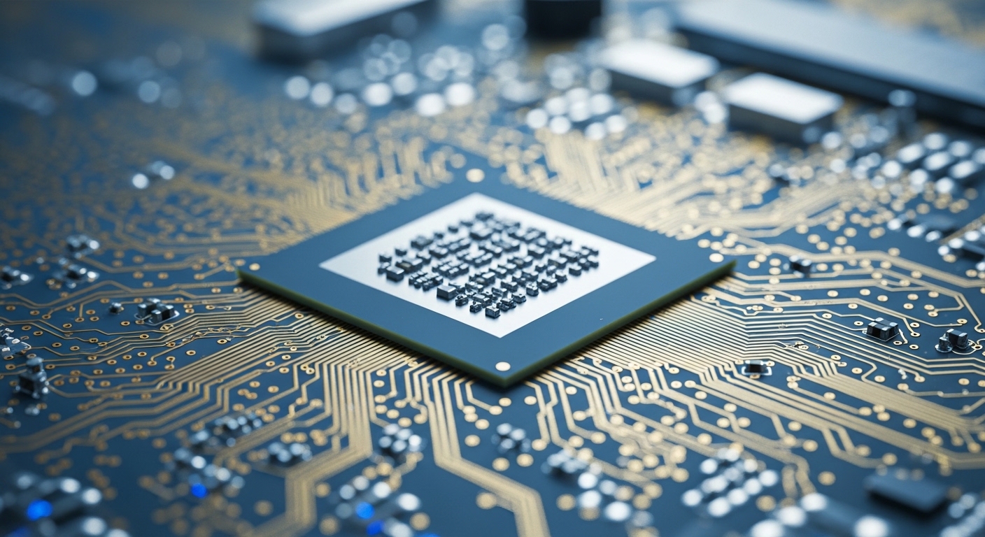 GPU 칩 근접 촬영, 회로 기판 위
