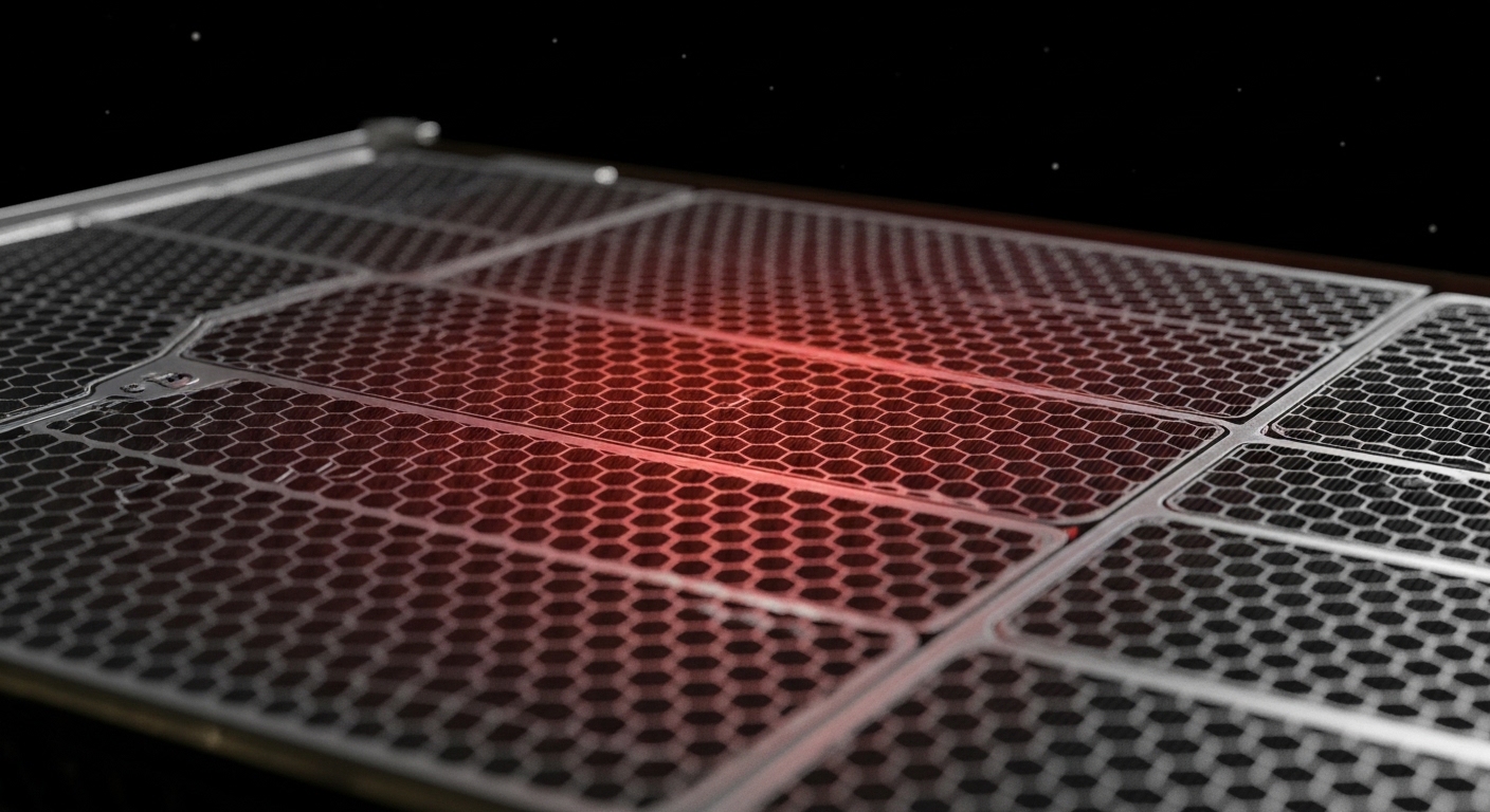 Spacecraft thermal radiator panel close-up detail