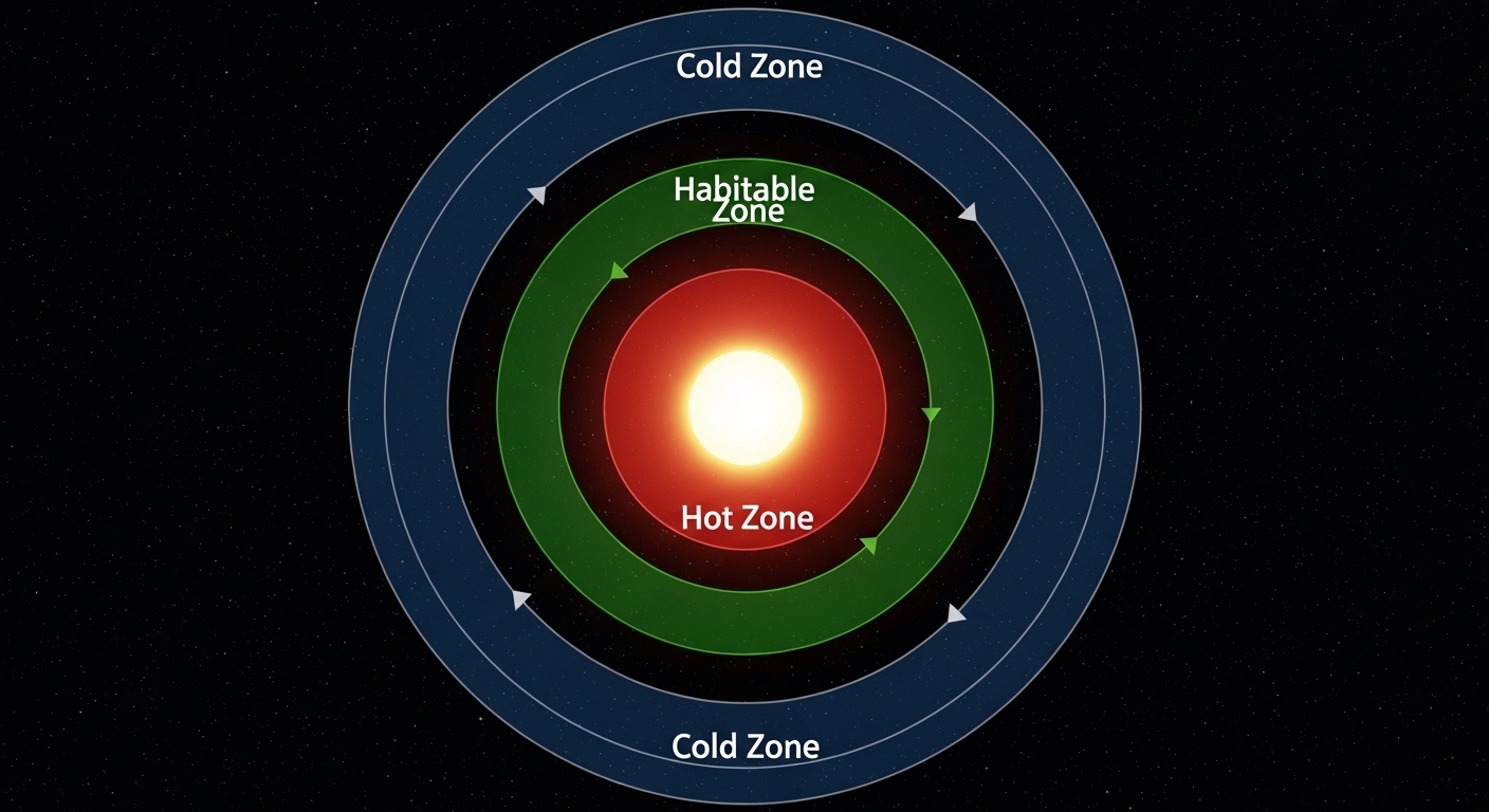 Habitable zone diagram around a star