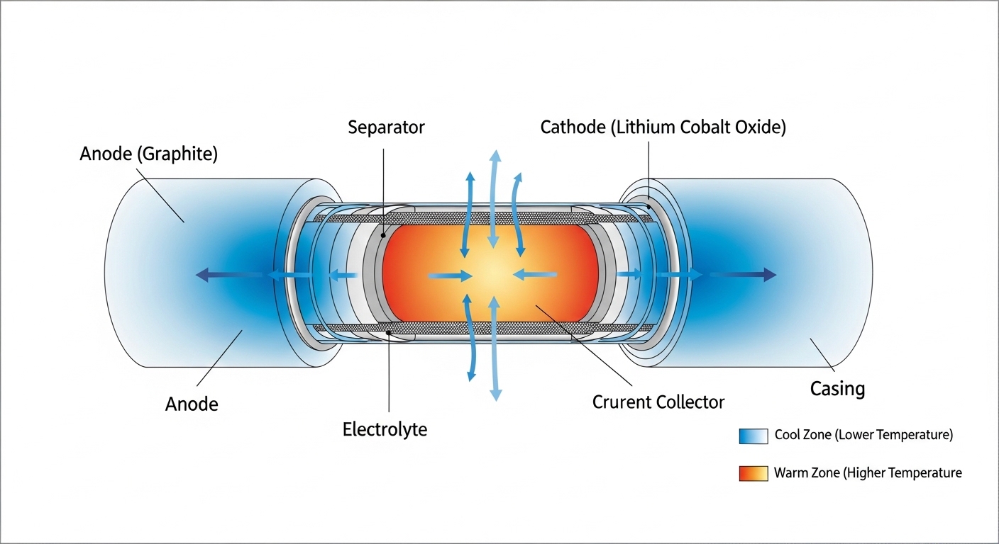 Diagram of lithium-ion battery temperature zones