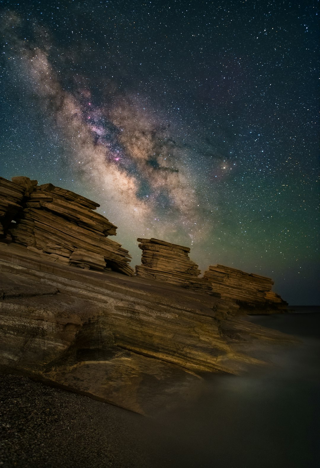 Future night sky showing Milky Way and Andromeda merging